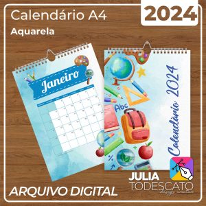 Arquivo Digital - Calendário A4 2024 | AQUARELA