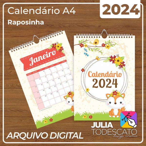 Arquivo Digital - Calendário A4 2024 | RAPOSINHA