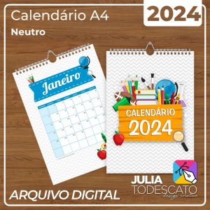 Arquivo Digital - Calendário A4 2024 | NEUTRO