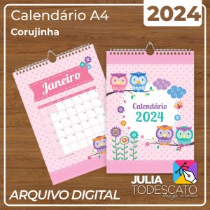 Arquivo Digital - Calendário A4 2024 | CORUJINHA