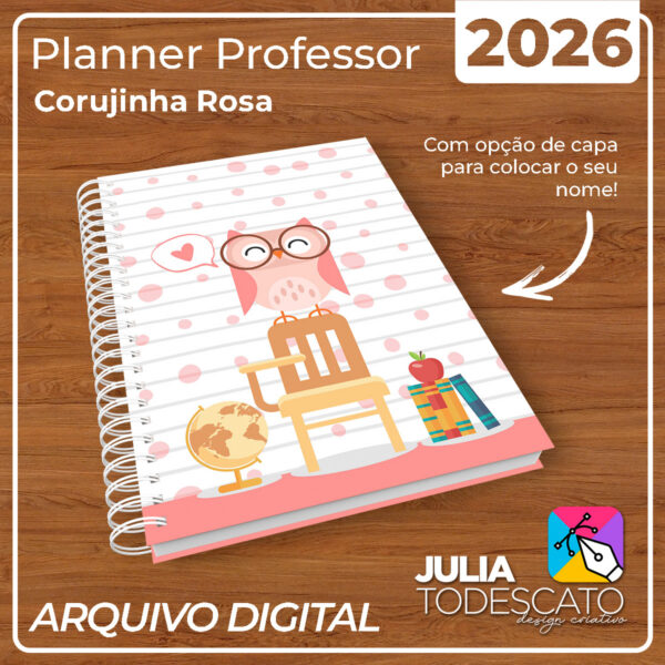 Arquivo Digital - Planner Professor 2026 | CORUJINHA ROSA - Imagem 5